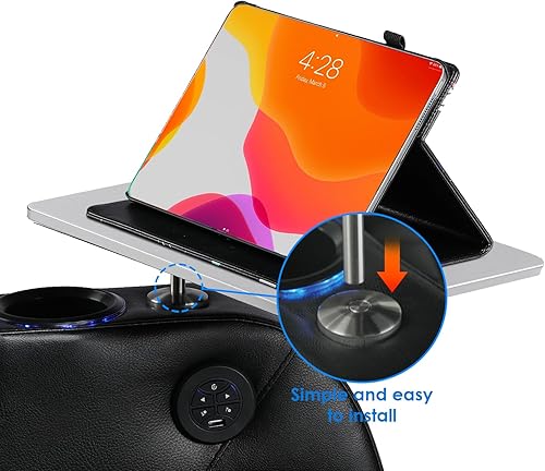 Miniatura 10 de Serie de asientos de cine en casa, mesa giratoria con bandeja negra mate