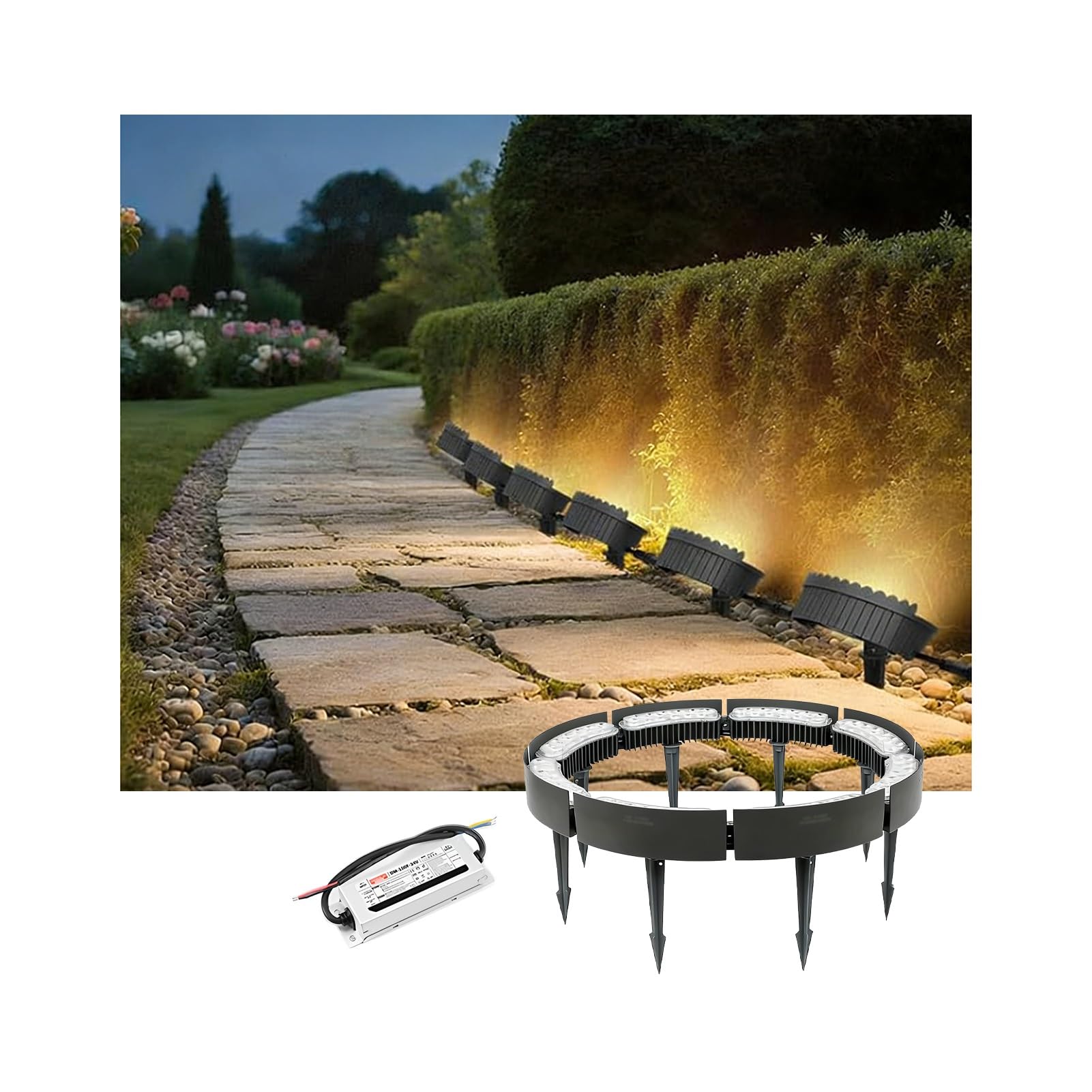 Lampki Do Przytulania Drzew Z Gwoździami Uziemiającymi DC24V Lampki Drzew Z Zasilaczem Ściany Krzewów Ogrodowych(8-Head-96W)