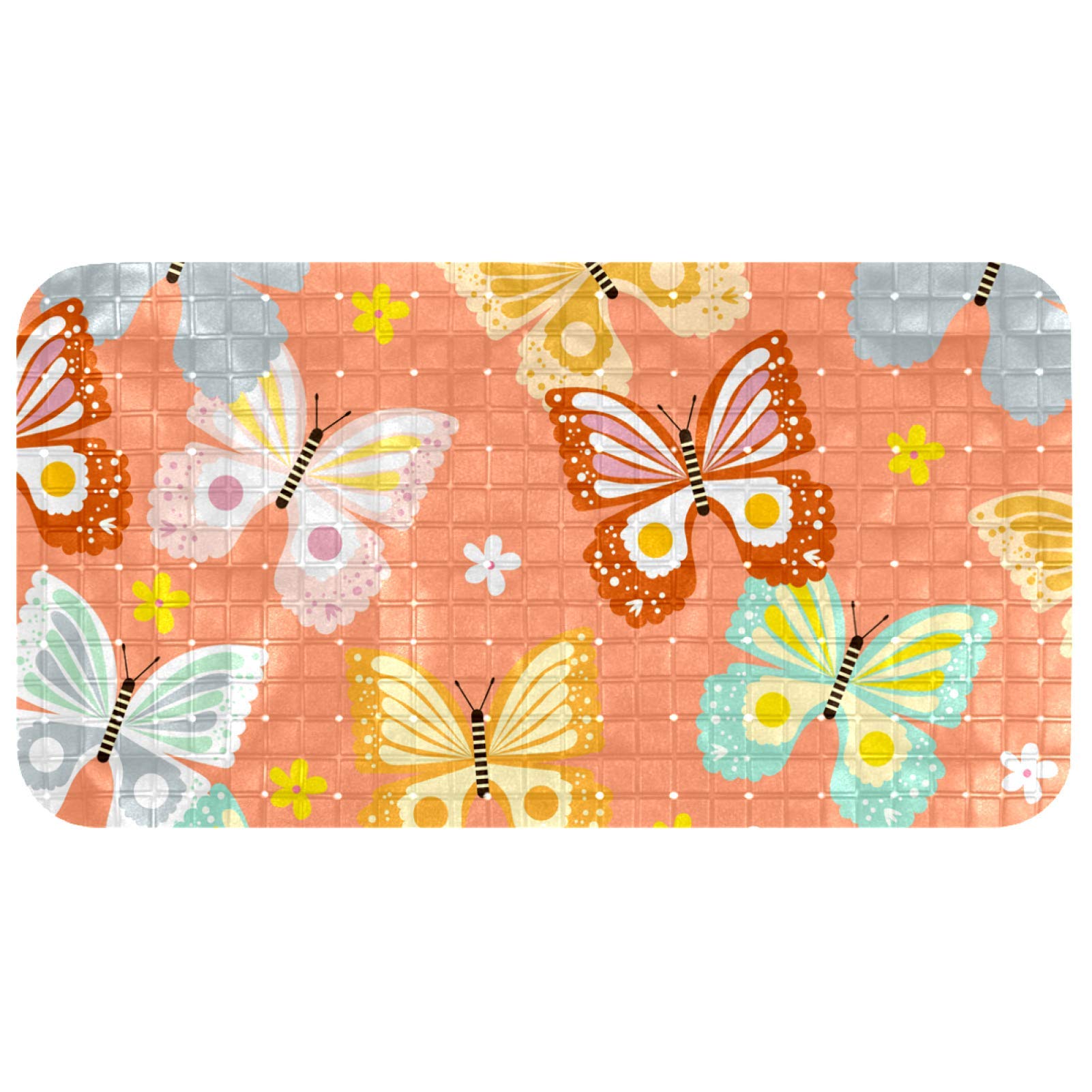 Alfombrilla de ducha de alta durabilidad de mariposas 37,3 x 68,3 cm para niños