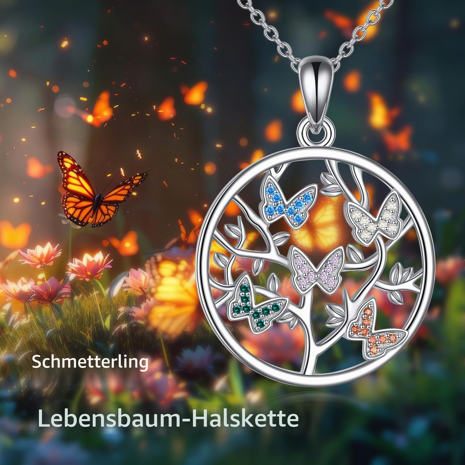 YFN Lebensbaum Halskette Sterling Silber Baum des Lebens Anhänger Schmuck
