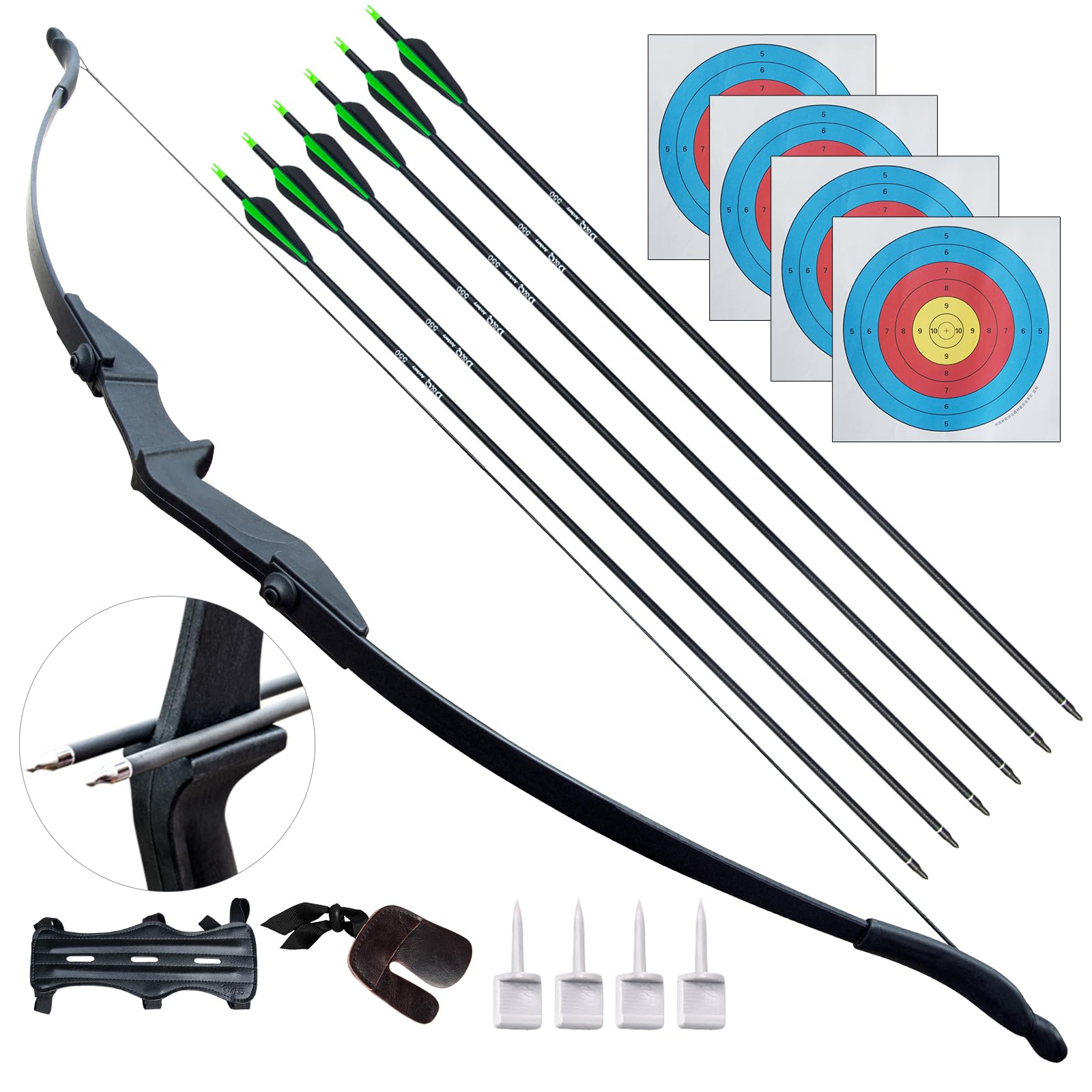 D&Q Archery Bow and Arrow Set for Adults Beginner Teenagers Youth, Takedown Recurve Bow 20lbs 30lbs 40lbs Left and Right Handed Bow, Recurve Bow Set for Outdoor Target Practice