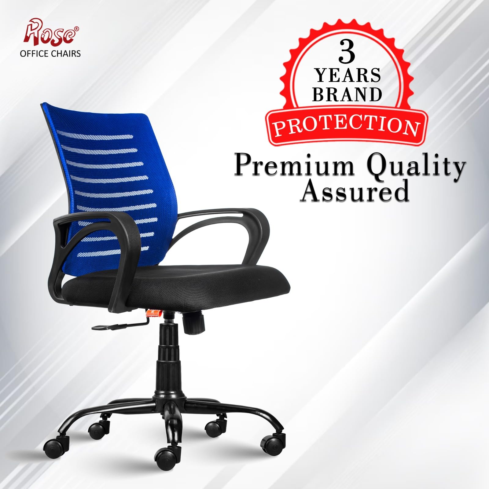 ROSE® Elite | 3 Years Brand Warranty | Ergonomic Office Chair, Study, WFH, Revolving, Rolling, Desk, Task, Laptop, Student Chair (Blue, Elite Classic MB) 1