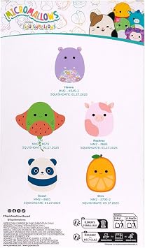 Squishmallows Original Micromallows Plush 5-Pack - Stingray, Cow, Panda, Orange & Hippo 2.5-Inch Plush