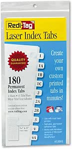 Amazon.com : Redi-Tag 33001 Laser Printable Index Tabs 7/16 Inch White ...