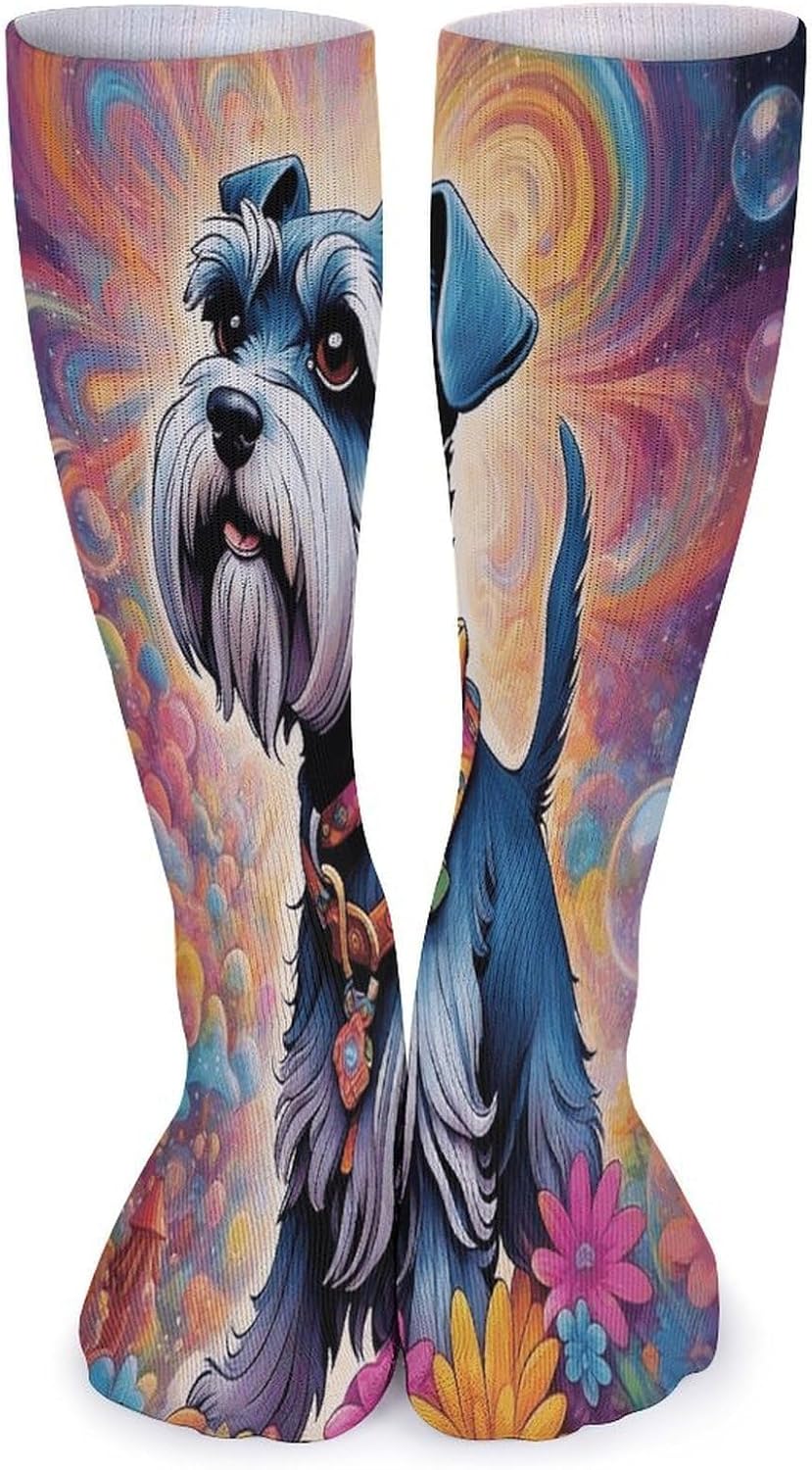 Fantasy-style Schnauzer Crew Socks Casual Breathable Calf Socks | Cushion Running Athletic Socks Long Performance Breathable Sports Socks for Women Men