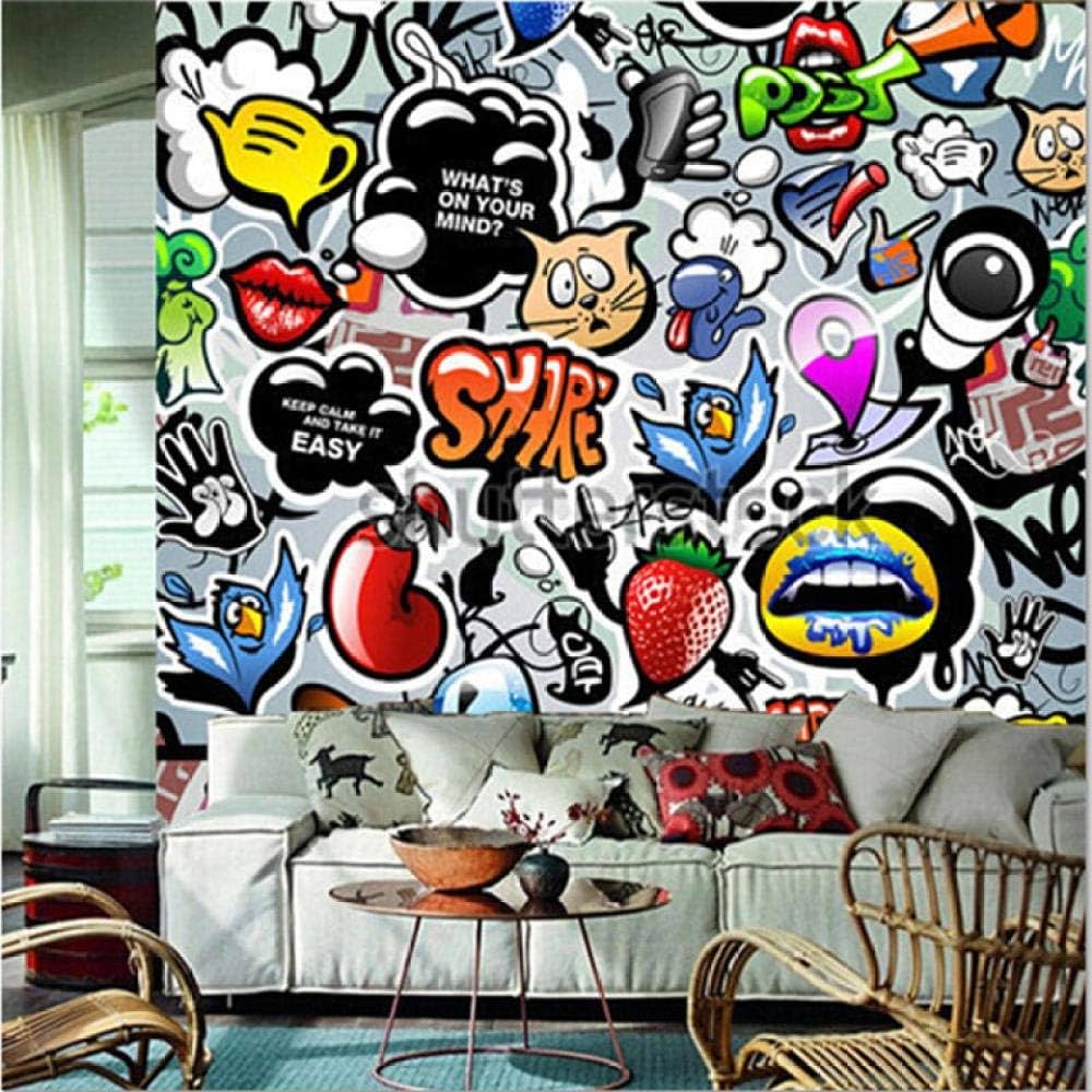 Amazon | YCRY-壁紙3D美しいさまざまなかわいい落書きの壁-壁の