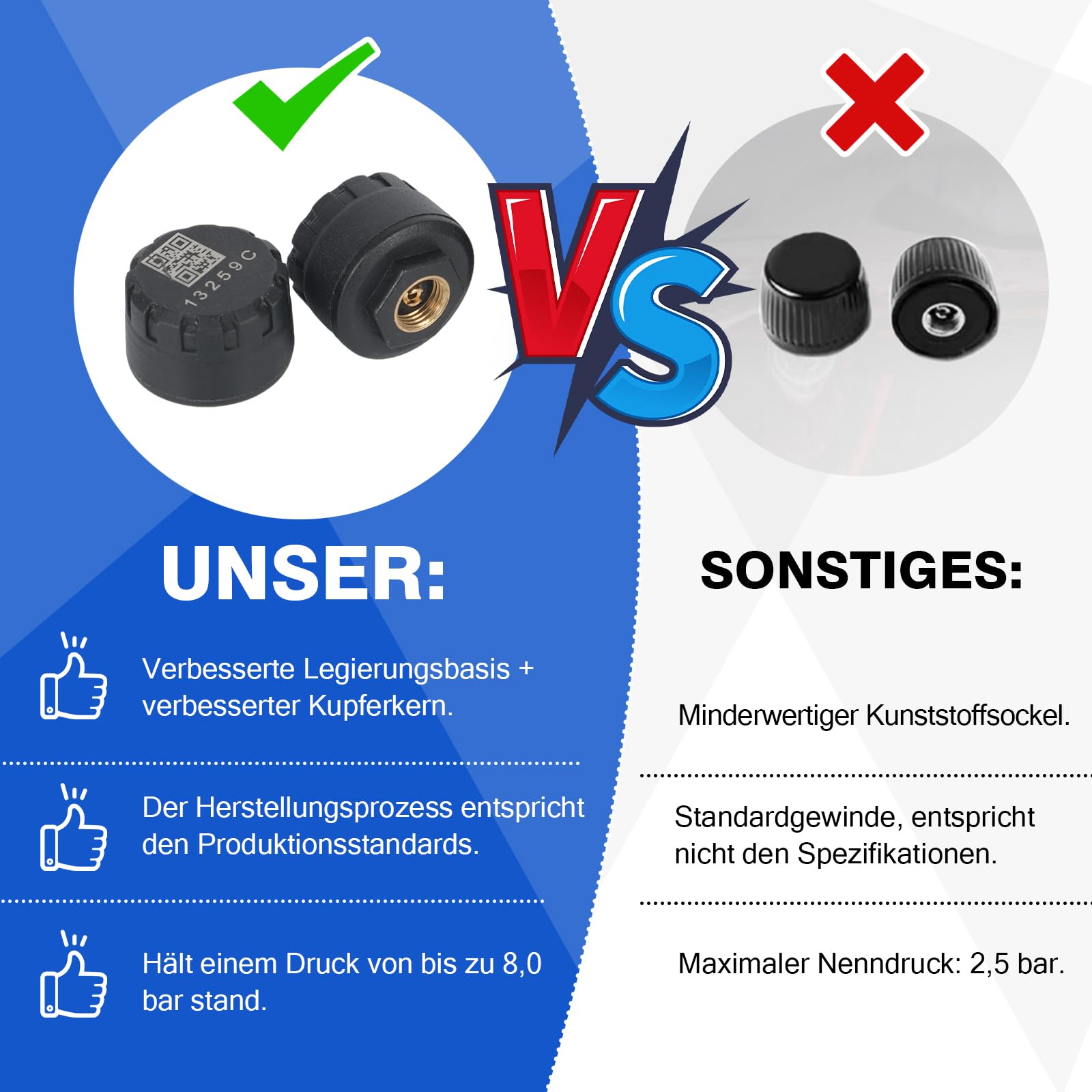 Bluetooth Reifendruckkontrollsystem mit Externen Sensoren, Motorrad TPMS Reifendruck und Temperatur Monitor, Reifendrucksensor Reifen Sensor APP für Autos, Motorräder, ATVs, Pickups (2 Stück)