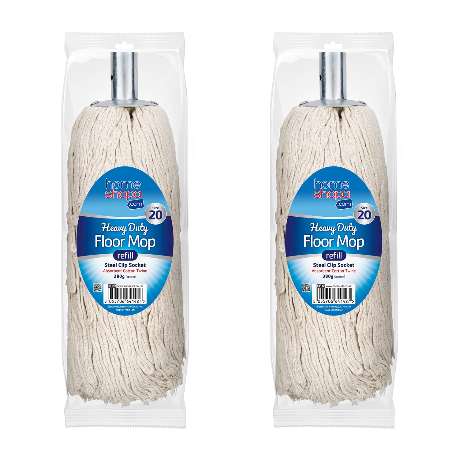 Homeshopa.com 2 Pack Homeshopa Cotton Mop Heads Replacement, 20 Size Super Absorbent Mop Refill Head With Metal Socket, Heavy Duty Floor Cleaning