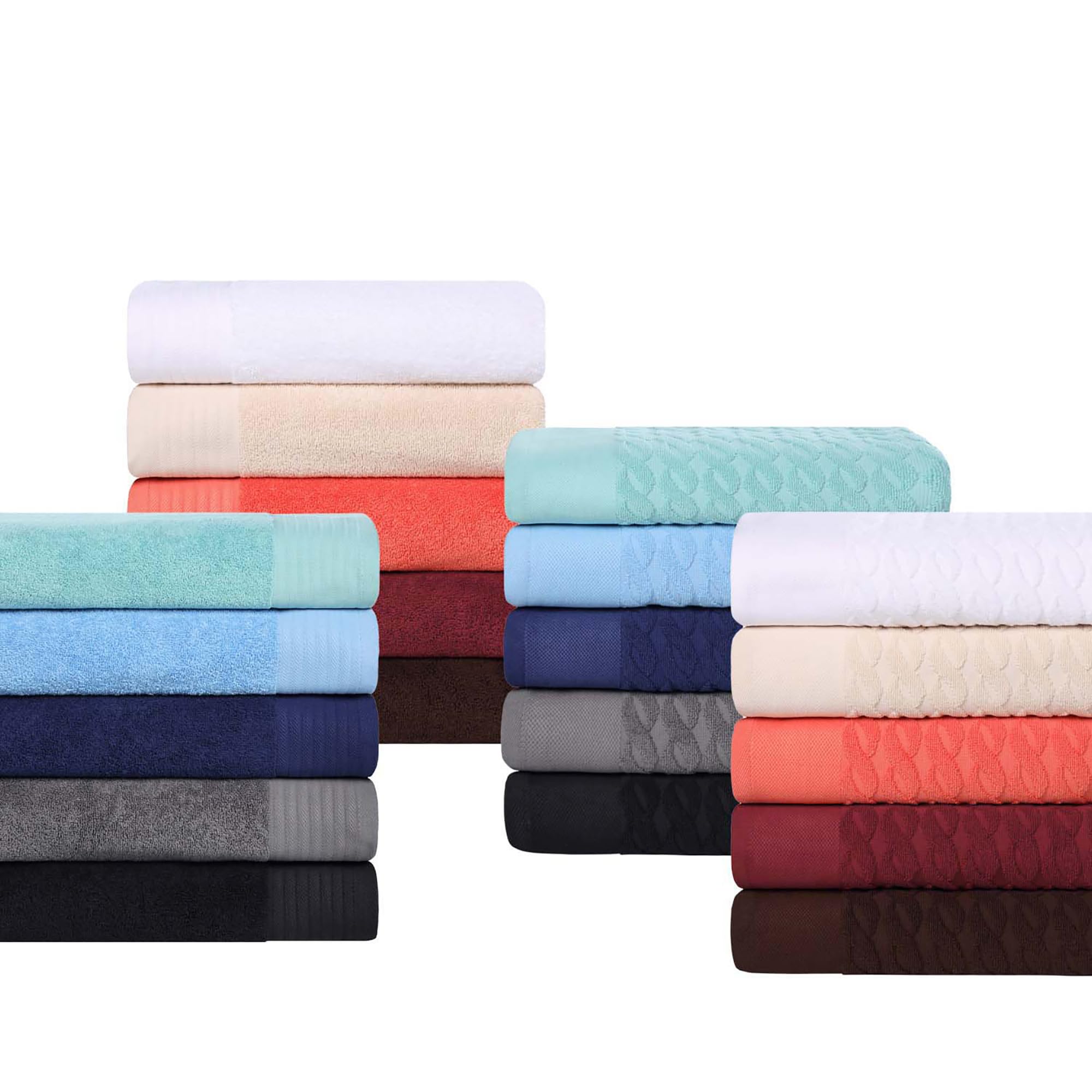 SUPERIOR Türkisches Baumwoll-Jacquard-Badetuch-Set, 4-teilig, Körpertücher für Erwachsene und Kinder, Badezimmer-Essentials, Dusche, Spa, Pool, schnell trocknend, saugfähig, weicher Plüsch, Basics,