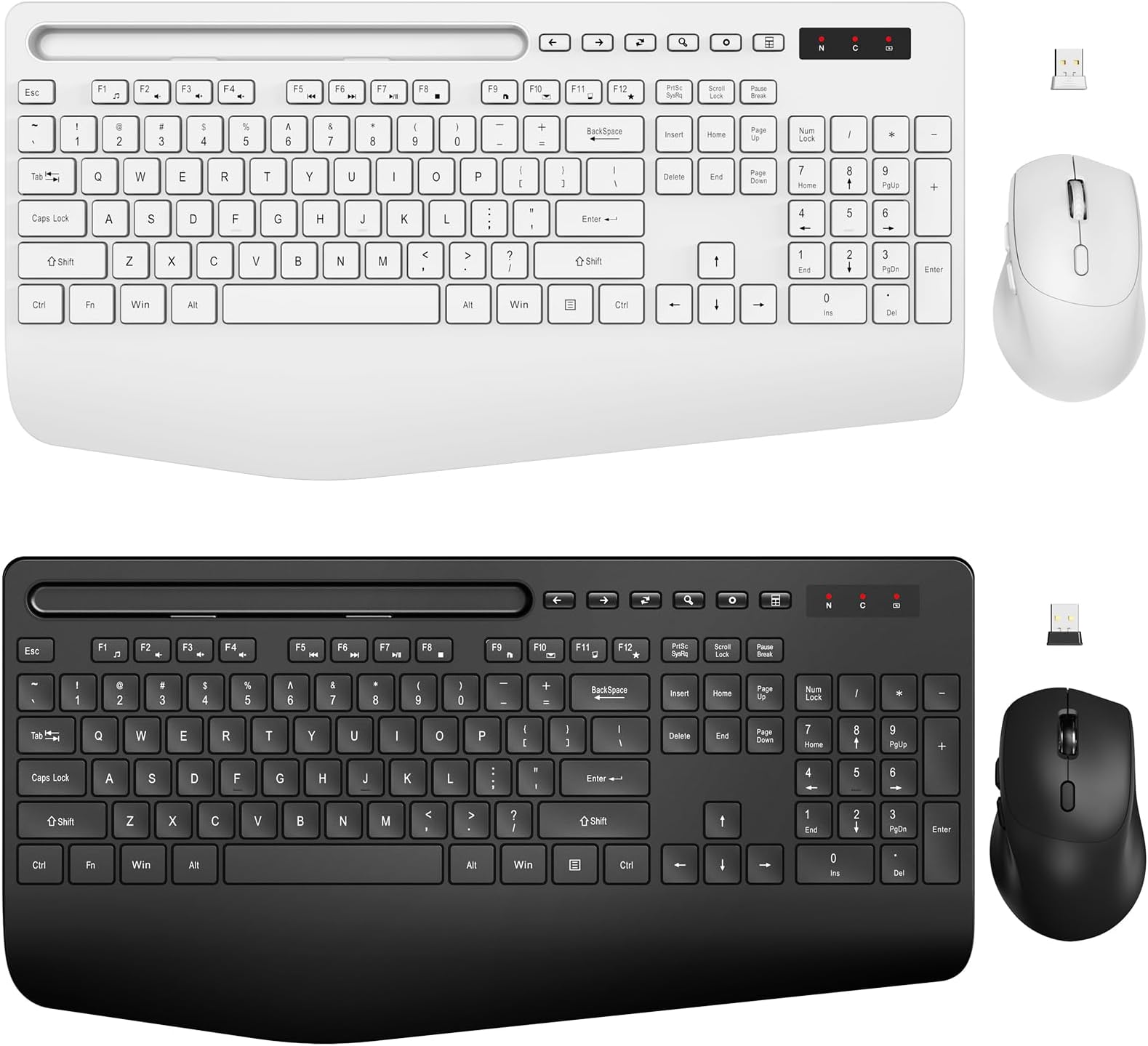 Wireless Keyboard And Mouse Combo - Full-Sized Ergonomic Keyboard With Wrist - View #11