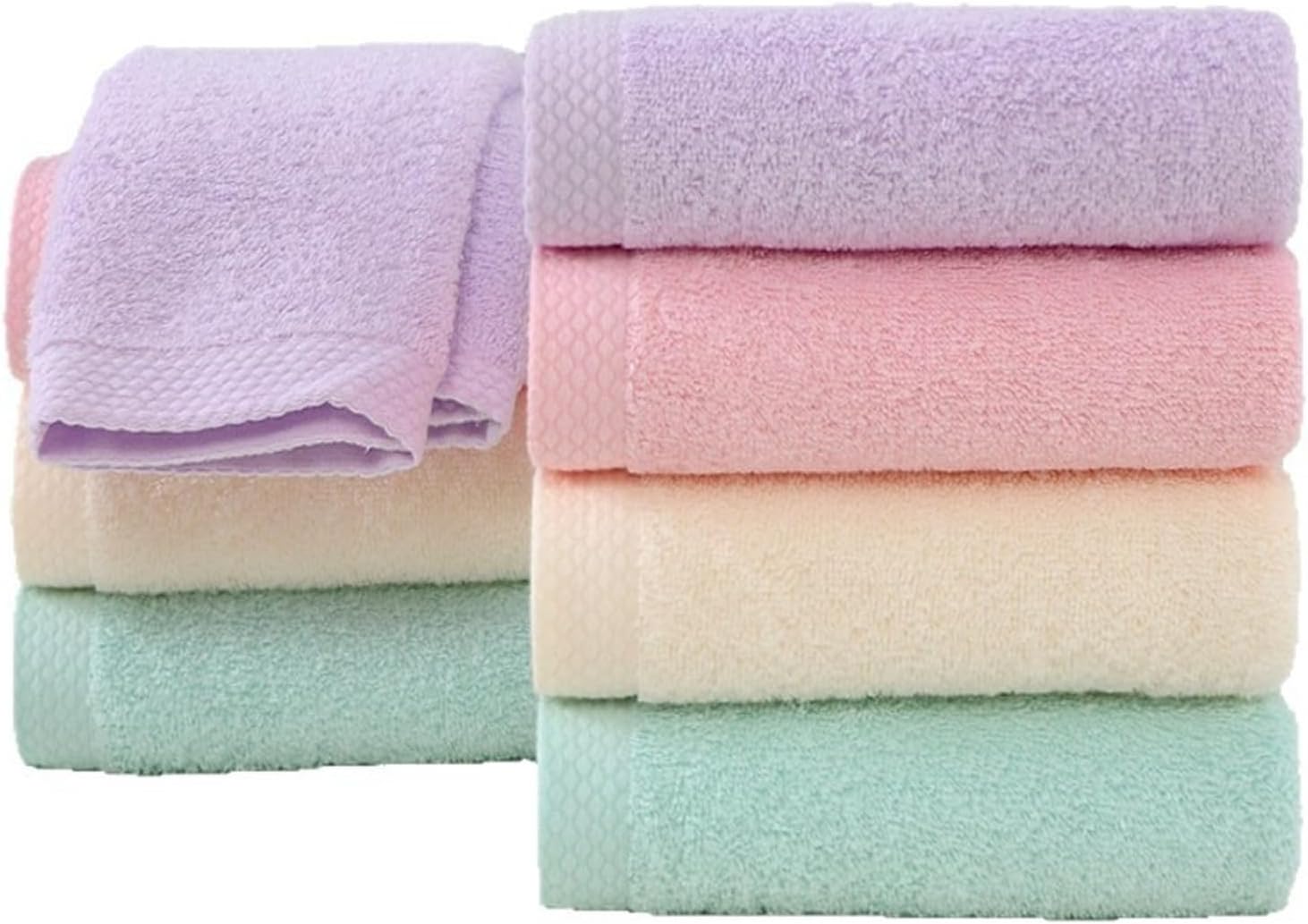 3 Pack Solid Color Cotton Towels, Bath and Face Towels Set, 32S, 92g(Purple)