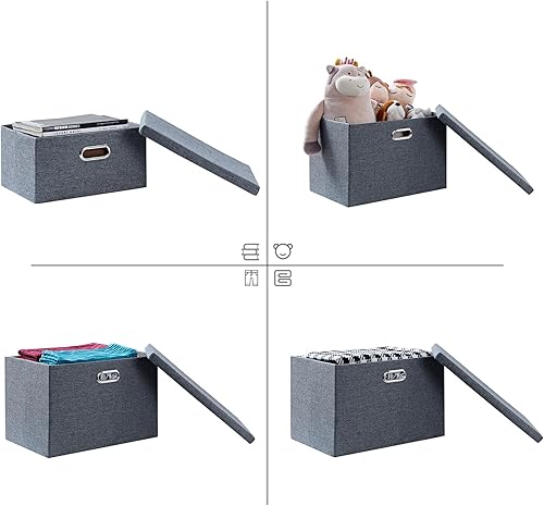 Miniatura 5 de FABINADO Contenedores de almacenamiento con tapa, canastas organizadoras de almacenamiento plegables de tela para armario, hogar, oficina,