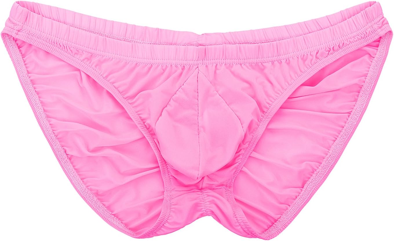 Men's Sexy Bikini Brief Elastic Silky Ruched Back Underwear Swimwear