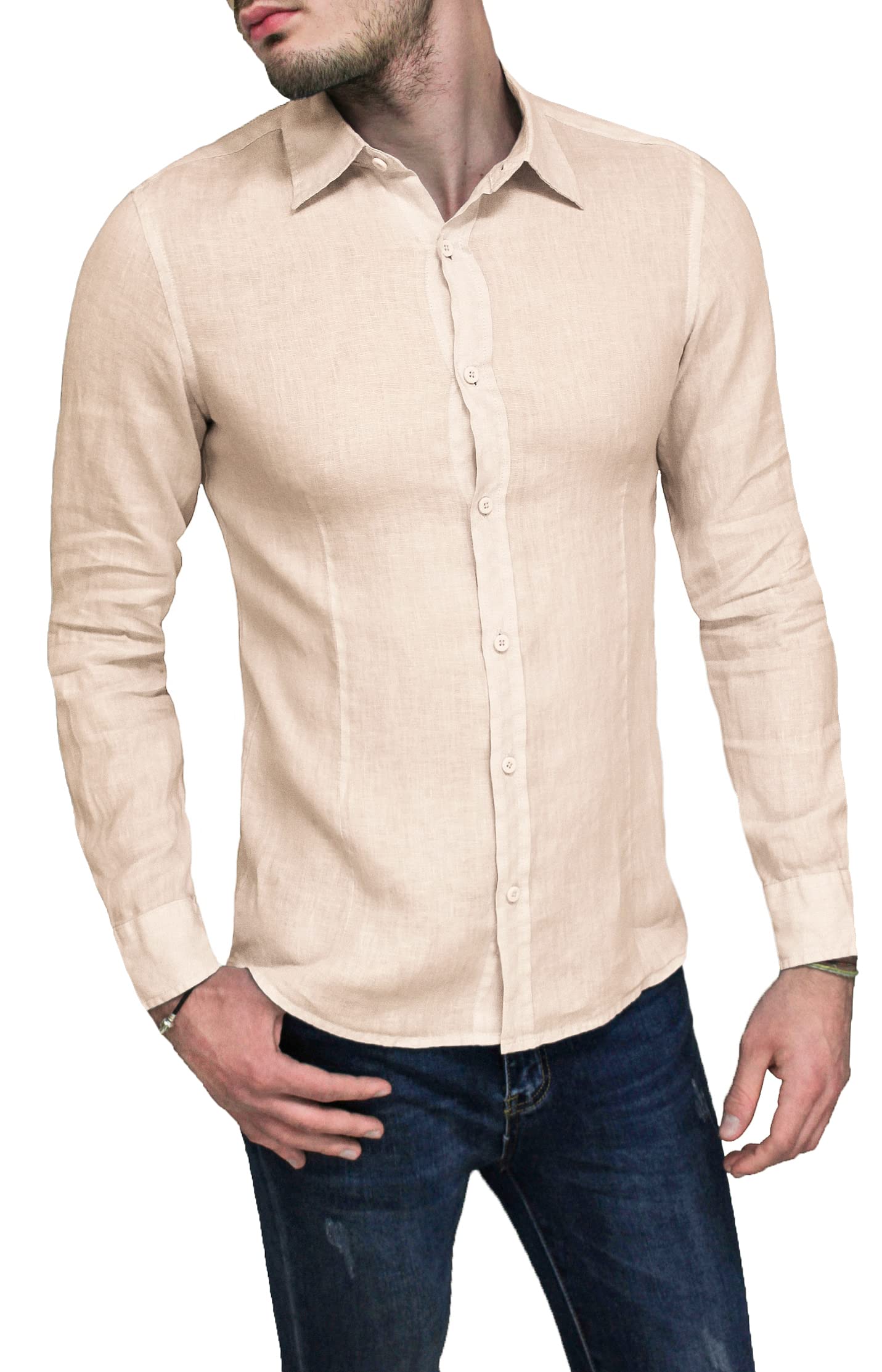 Camicia Lino Uomo Sartoriale Primavera Estate Casual Elegante
