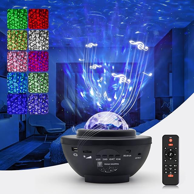 Galaxy Projector Light, Star Projector Night Light with Music Speaker, Remote Control & Timer, 10 Lighting Modes, LED Light Projector Ocean Wave Nebula Star Sky Starlight for Bedroom Party Christmas