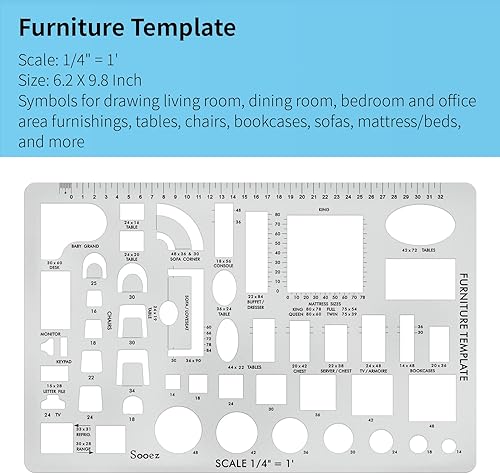 Miniatura 4 de Sooez Plantillas arquitectónicas plantilla de plan de casa plantilla de diseño de interiores plantilla de muebles kit de plantillas de dibujo