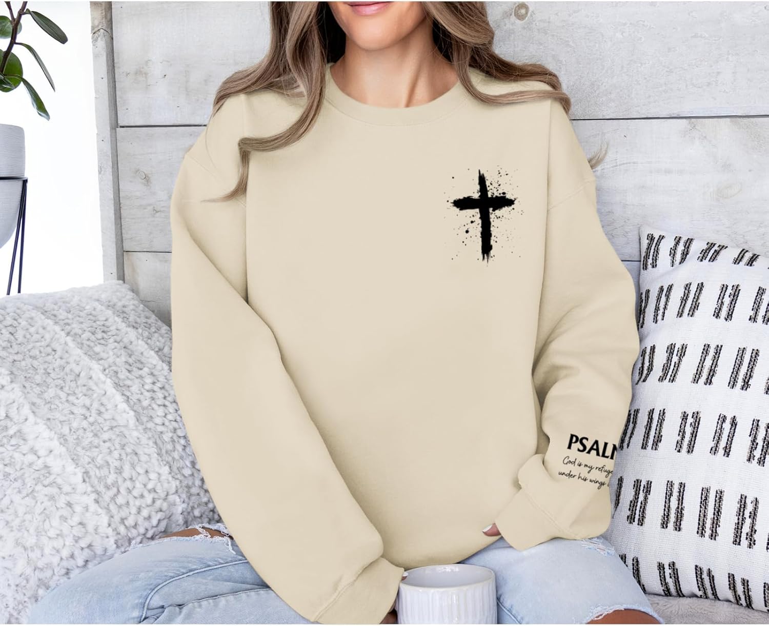 Women Christian Sweatshirt Psalms 91 Jesus Hoodie Religious Faith God Shirt Bible Verse Inspirational Pullover Tops - Image 4