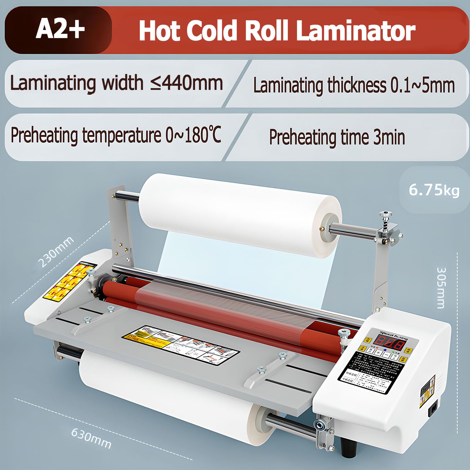 Plastificadora en Caliente y en frío con Temperatura Ajustable, para Documentos, Fotos y Carteles, Ideal para oficinas y entornos comerciales.