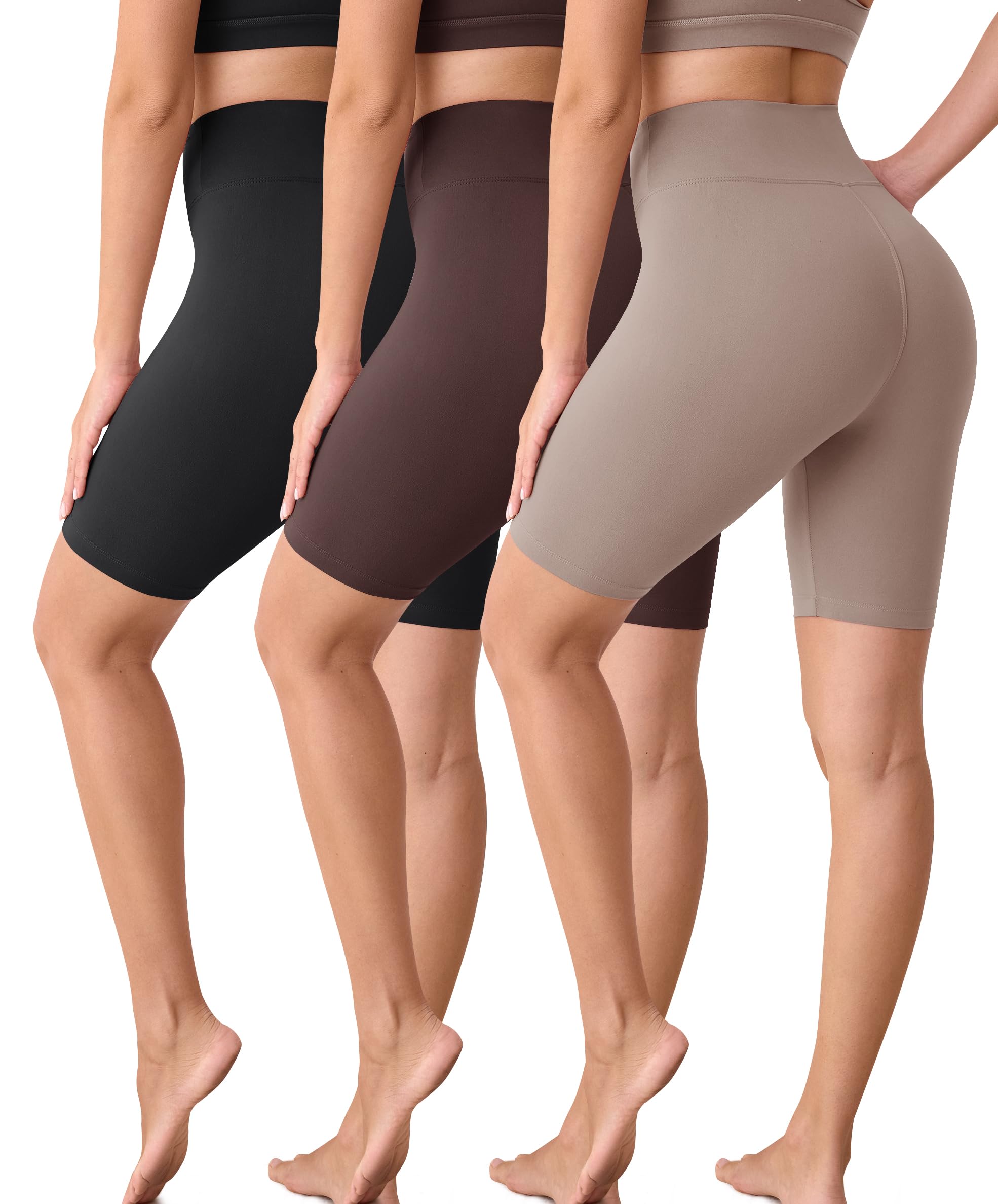 BAYDI Creamlush damskie spodnie rowerowe, 20 cm, wygodne, krótkie spodnie sportowe z wysoką talią, do jogi, pilatesu, na czas wolny, na co dzień