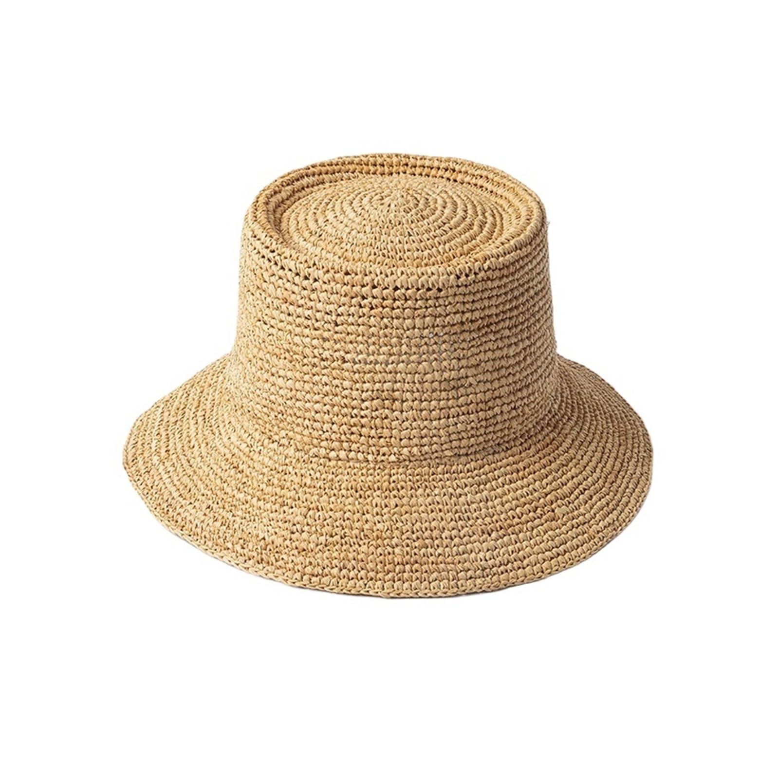 Chapeau de paille naturel d'été à petits bords style bob décontracté pour femme