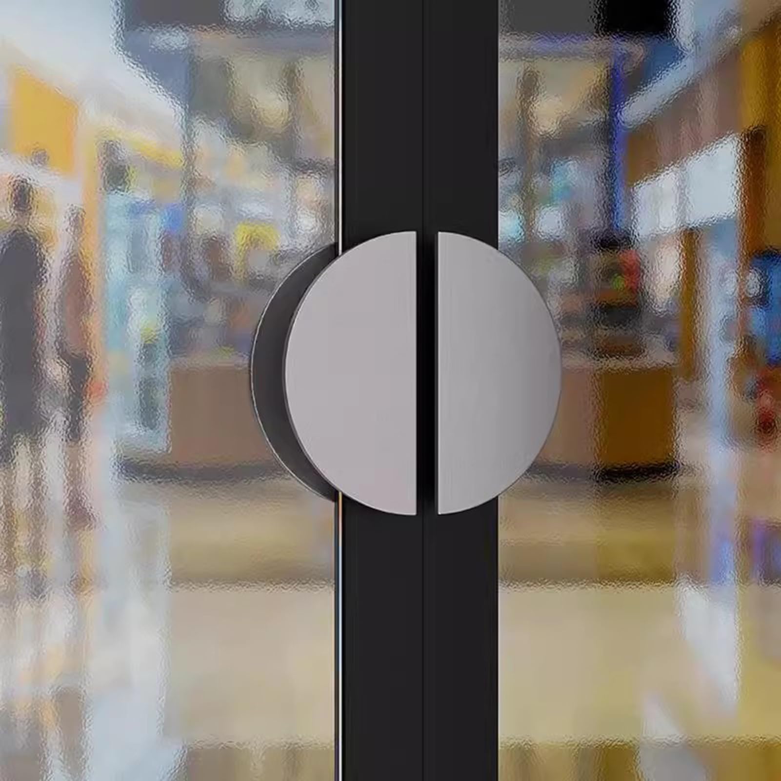 Uchwyty do drzwi w kolorze szczotkowanego srebra, półokrągłe, zestaw akcesoriów ze stopu aluminium antykorozyjnych do szklanych bram wejściowych, 40 cm (15,75 cala), nowoczesny design, stylo