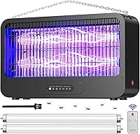 3500V Electric Bug Zapper Indoor Outdoor with Remote, Dual Grid Mosquito Fly Trap Killer for Patio Home Kitchen Yard - 2 Bulbs Included (Black)