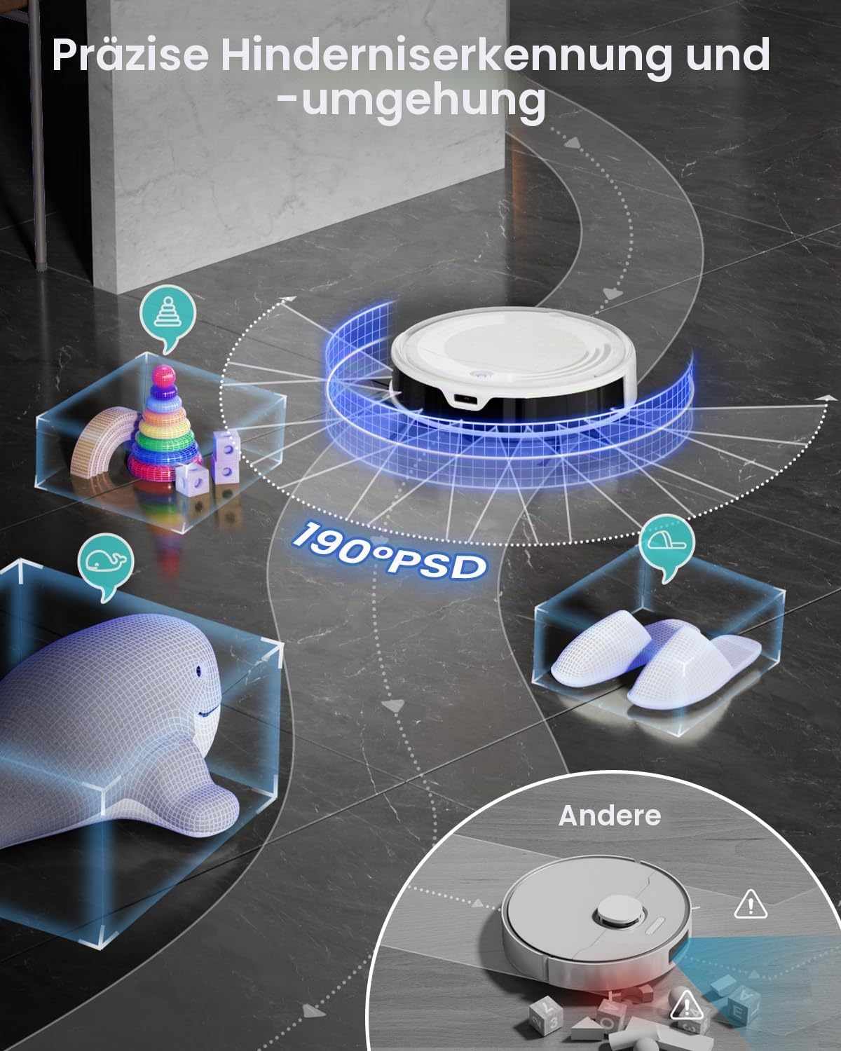 LEFANT Staubsauger Roboter mit Wischfunktion Ultra Dünner, Staubsauger Roboter Anti-Tangle, Präzise Hindernisvermeidung, App, Alexa Steuerung für Tierhaare Teppiche, M310 Ultra Weiß