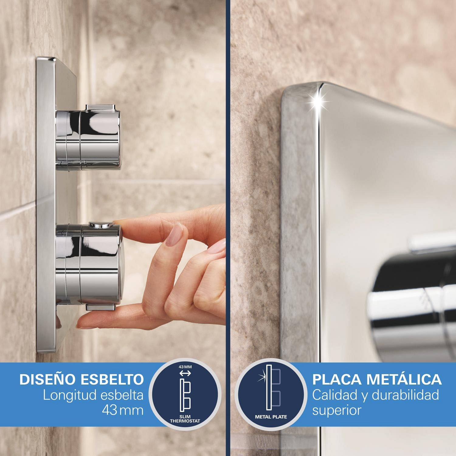 GROHE Precision 250 - sistema de ducha empotrado (2 tipos de chorro, caja de instalación universal, flexo de ducha 1500mm), angular, cromo, 34882000
