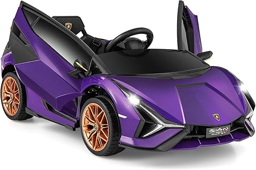 OLAKIDS Lamborghini SIAN - Vehículo eléctrico para niños con licencia de 12 V, con control remoto, juguete a batería con música, bocina, 2