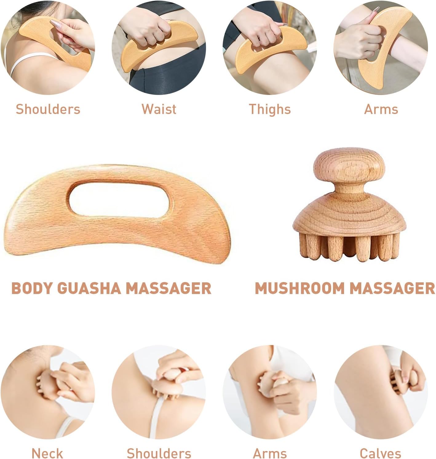 Wood Therapy Massage Tools 4-in-1 Lymphatic Drainage Massage Maderoterapia Kit Wooden Massager Body Sculpting Tools for Muscle Pain Relief, Anti-Cellulite Body Shaping - Image 3