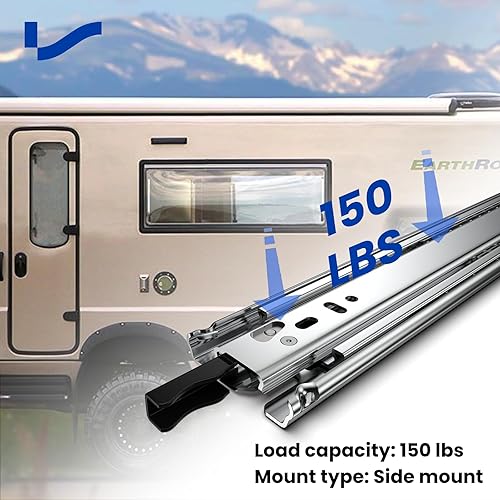 Miniatura 3 de LONTAN 1 par de guías de cajón resistentes de 12, 14, 16, 18, 20, 22, 24, 26, 30, 36, 38, 40 pulgadas, montaje lateral, corredores, rieles,