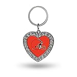 Rico Industries NFL Cleveland Browns Metal Rhinestone Heart Keychain , 1.38 x 3