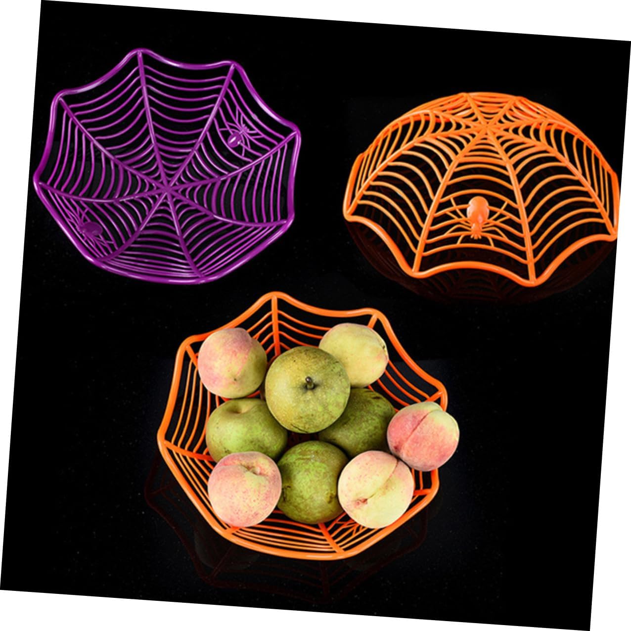 Mipcase Halloween Spider Web Candy Plate 5pcs Plastic Storage Basket