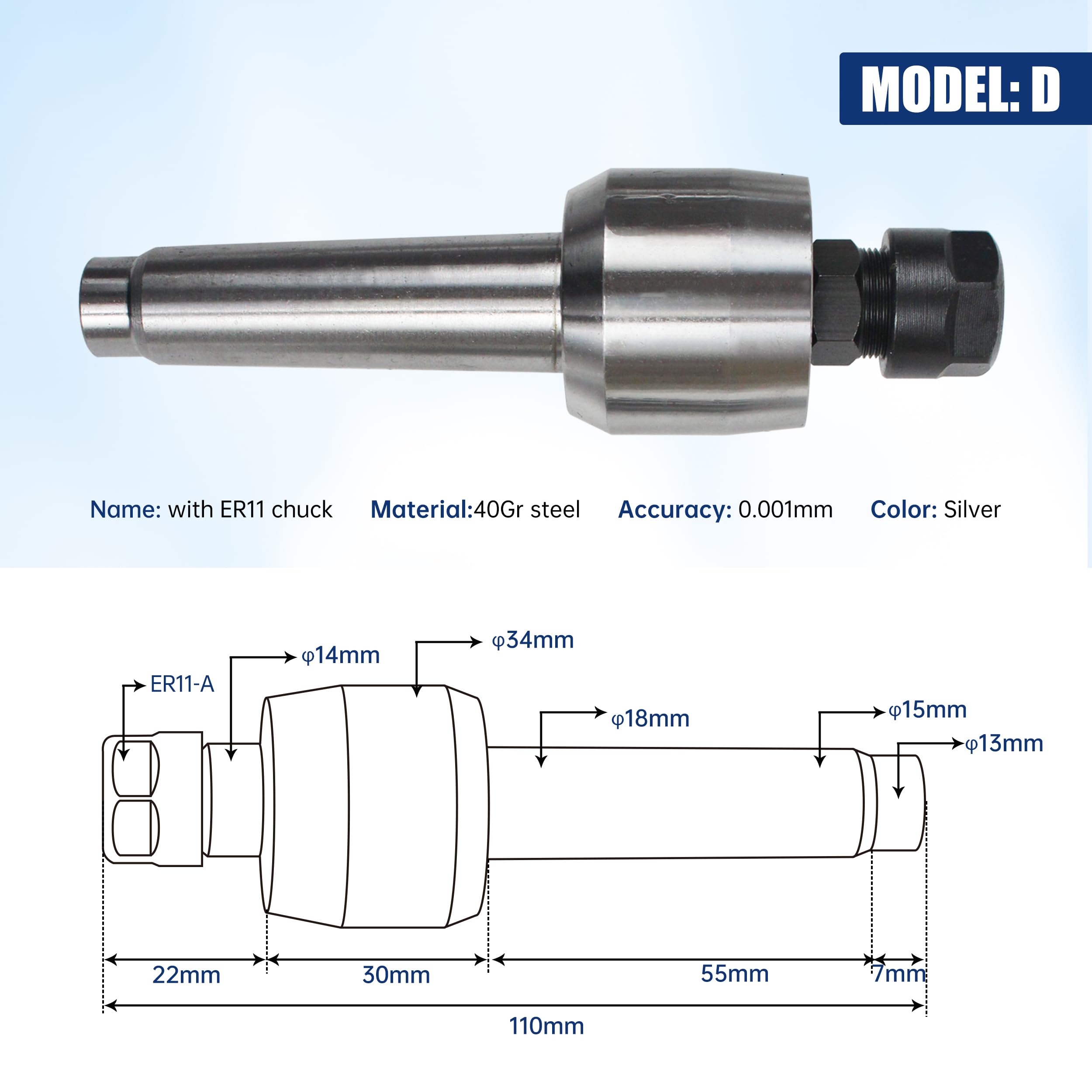 65mm MT2 Tokarka Cent Konik Morse'a Gwintownik 2 Cent Ruchomy z 4 wymiennymi głowicami Do Frezarki CNC 4H Osi, 4 Osi Mohsa MT2 CNC Konik Teleskopowy Skok 50MM