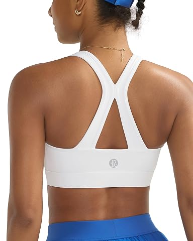 RUNNING GIRL Sports Bras for Women High Support,High Impact V Neck White Sports Bra with Molded Cup… — $19.99 (26% off)