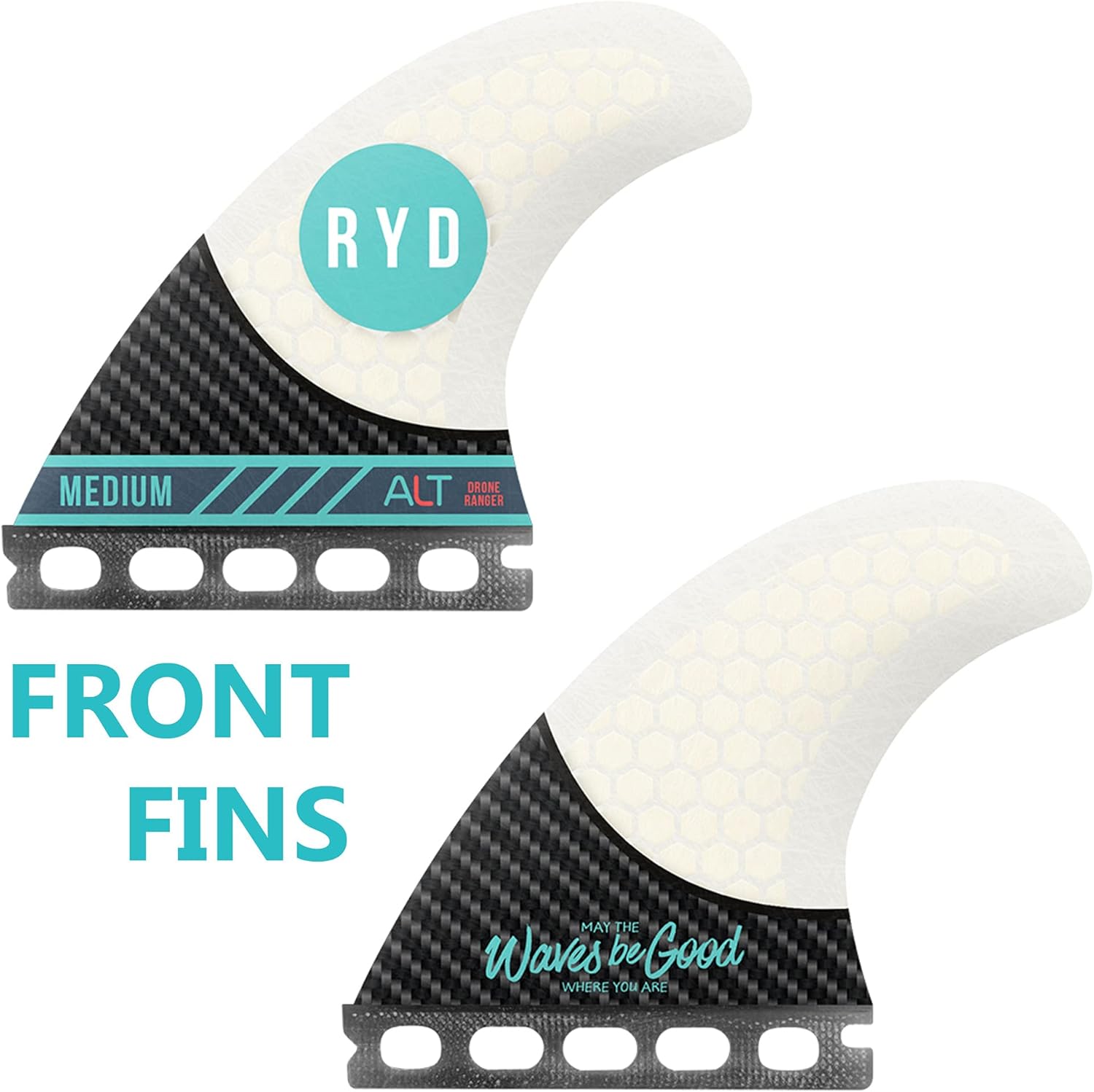 Ride FN21210120 Surf Quad Fin Set of 4 [ALT Drone Ranger] Futures Compatible/FCS Compatible, 2 Types, Honeycomb Structure, Fiberglass & Carbon, White/Black