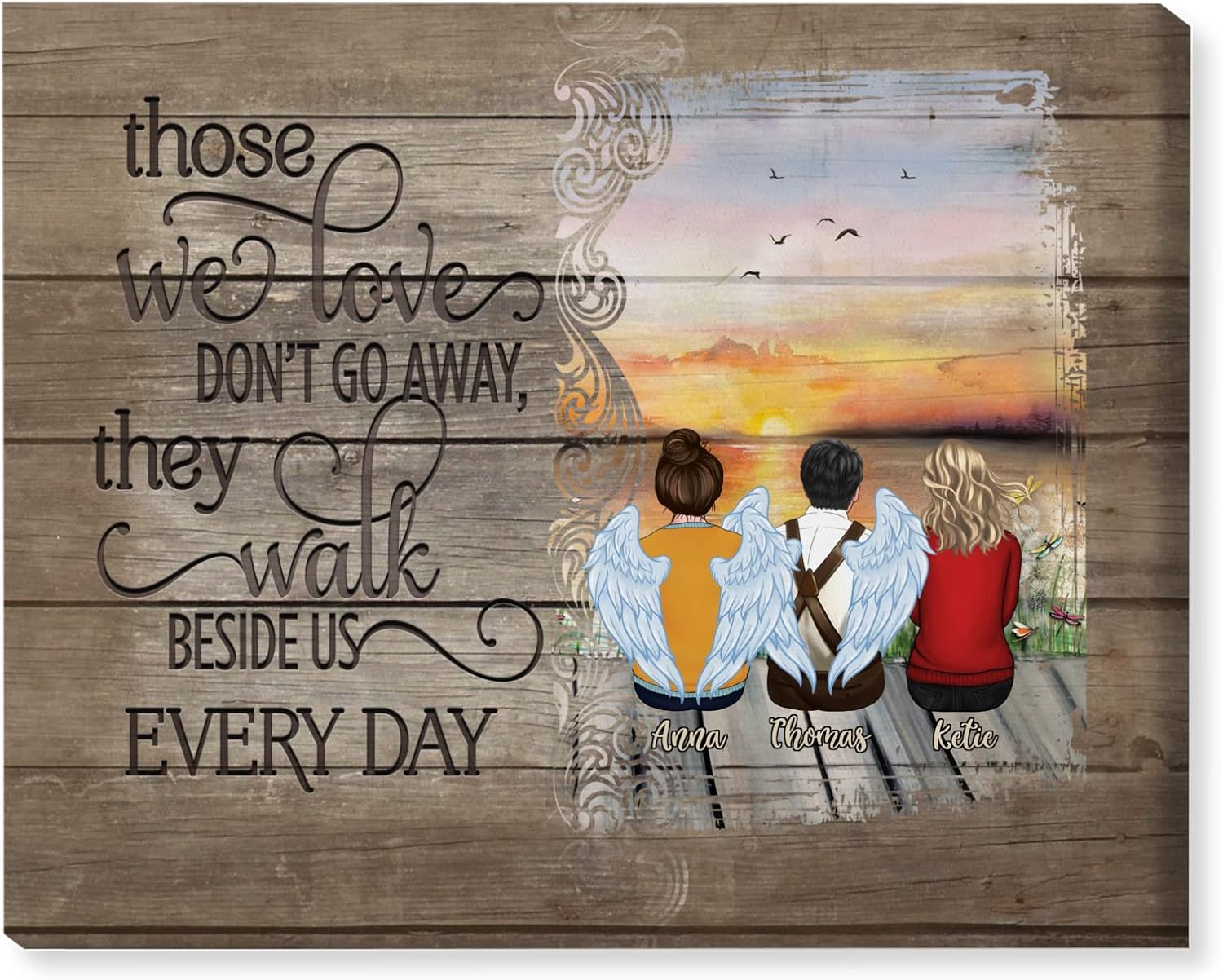 GOSSBY Personalized Custom Canvas (Mother and 2 Daughters) Those We Love Don't Go Away They Walk Beside Us Everyday Personalized Family Poster Canvas New Home New Beginnings New Memories Frame New Hom