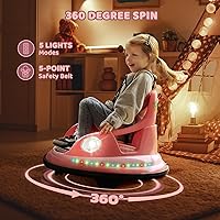 Vista 5 de ELEMARA Coche de choque para niños, 1.9 mph máximo, 12V juguete montable para niños pequeños con control remoto, 2 velocidades, 2 modos de juego