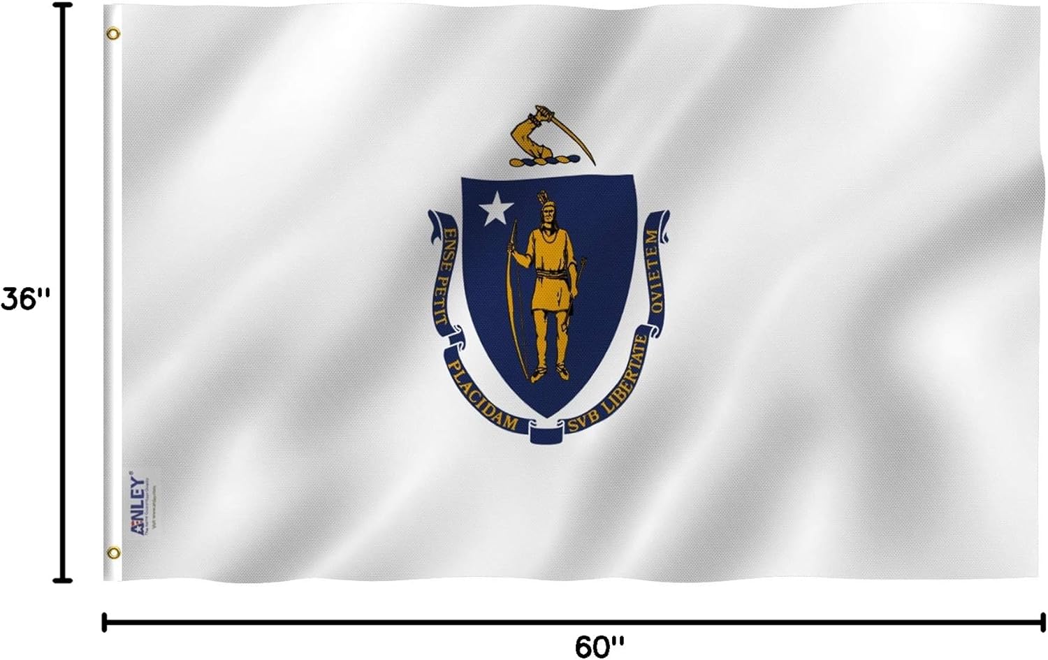 Massachusetts State Flag with Brass Grommets 3x5 Feet Polyester