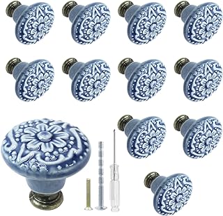 25 Blue Kitchen Ideas That Add Calm and Coastal Vibes 140 Biaungdo 12 Pcs Light Blue Vintage Round Ceramic Cabinet Knobs and Pulls...