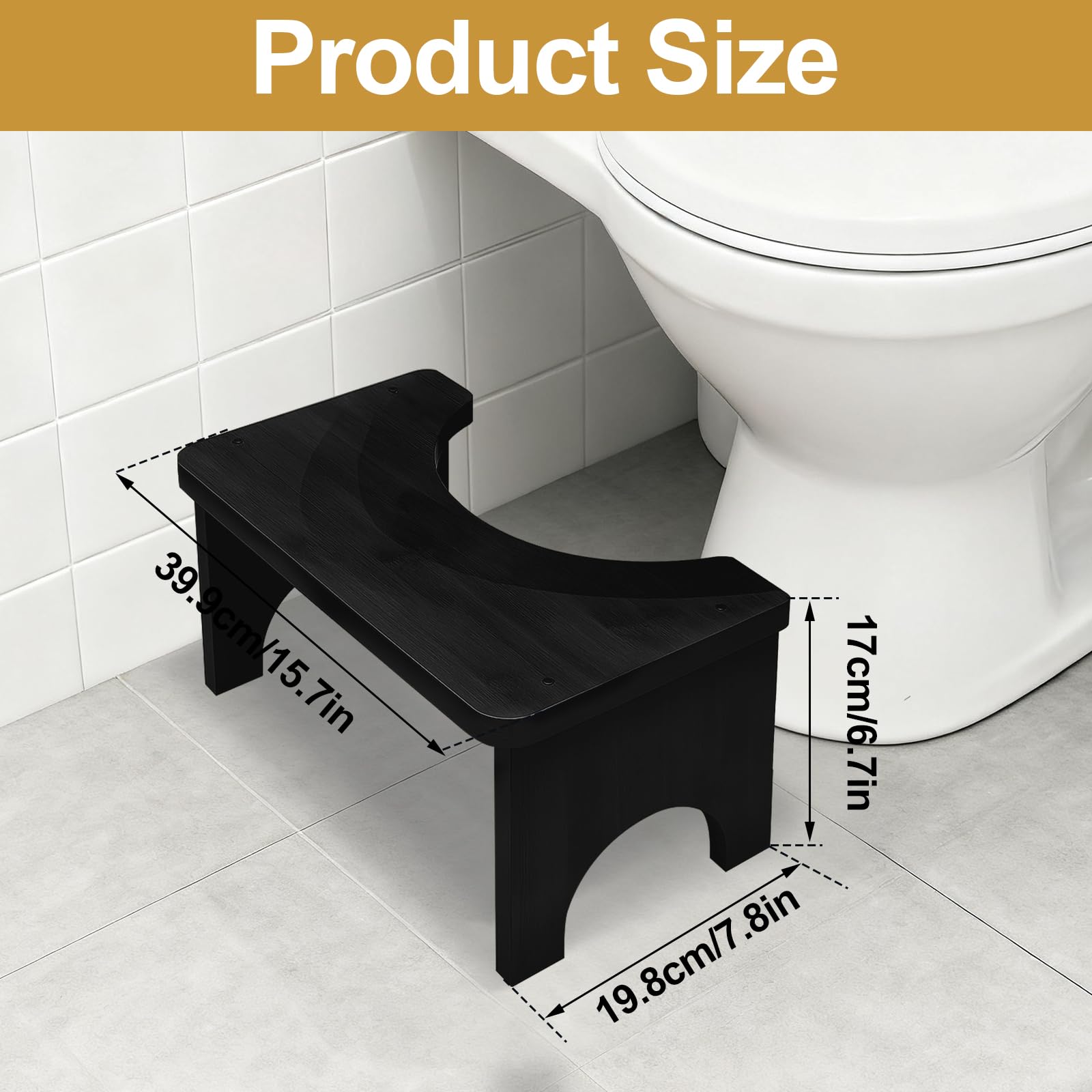 Tabouret de Toilette en Bambou, Marchepied de Salle de Bain pour Adultes et Enfants