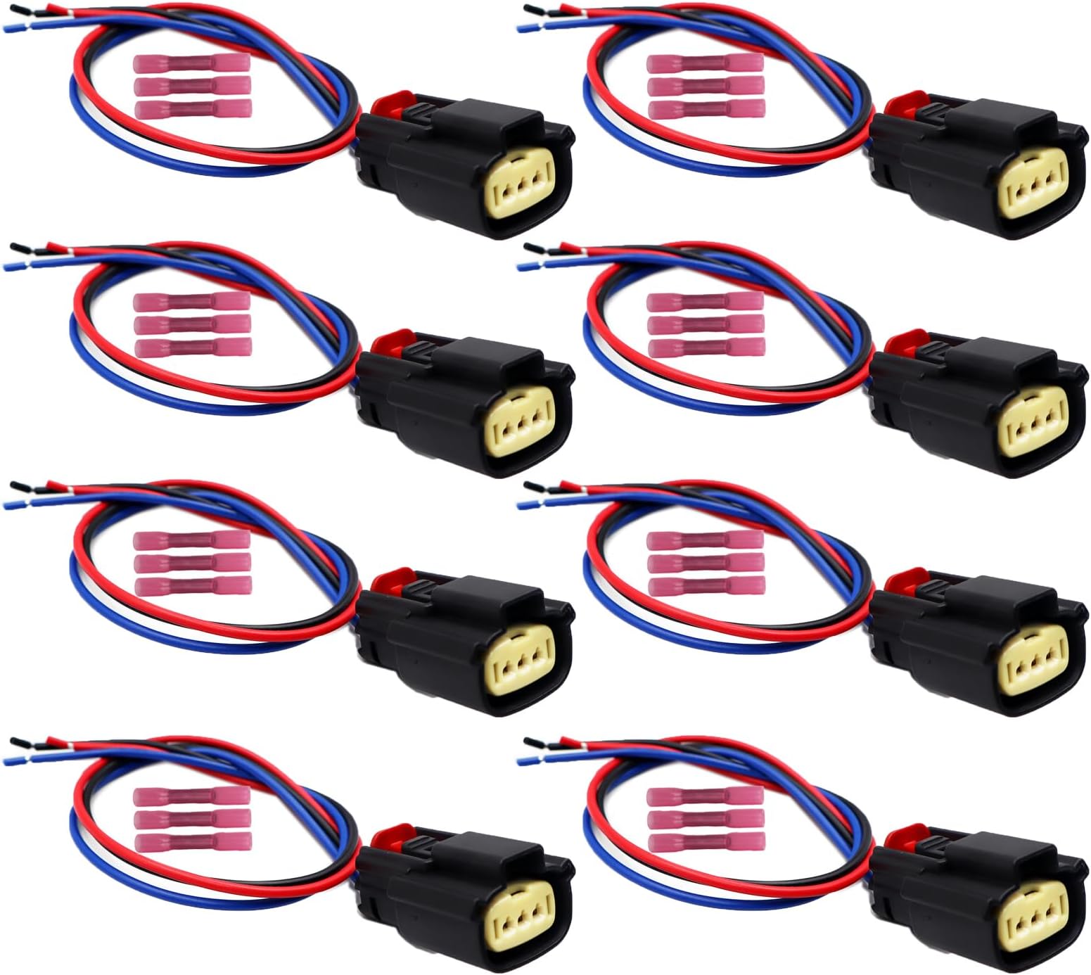 8pcs Ignition Coil Connector Compatible with Ford Lincoln 2007-2017 C-Max Edge Explorer F-150 F-250 F-350 Super Duty Flex Fusion l4 V6 V8 2.0L 3.5L Pigtail Harness S2280 WPT931 EC2183 PT2268
