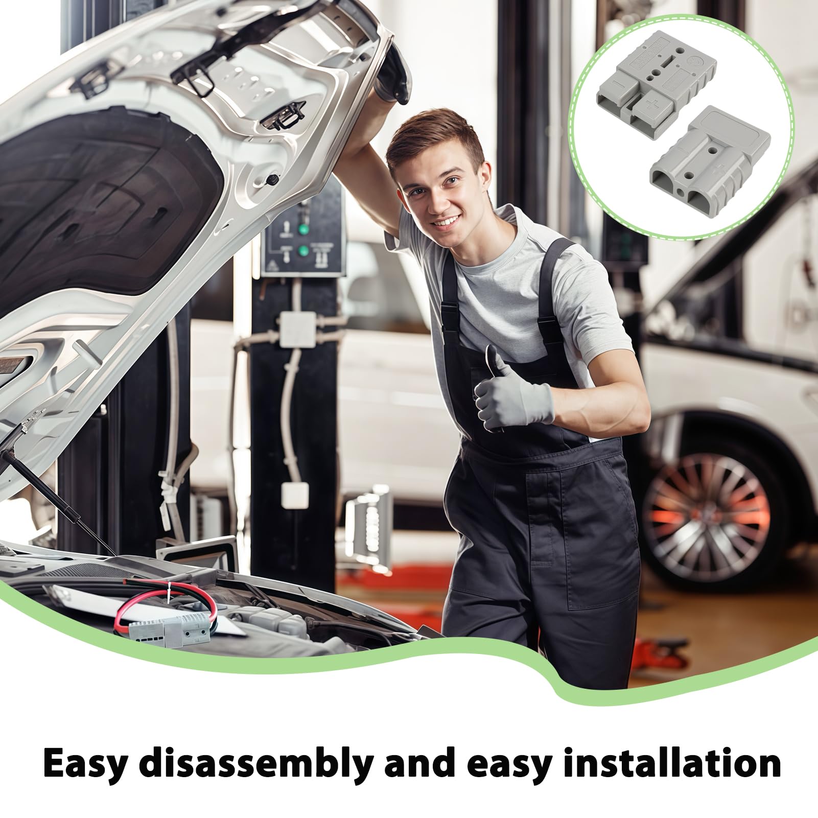 4 Stück Batterieanschlüsse 50A Stecker - 600V Schnellanschluss Stecker, Batterie Stecker, Graue Batteriestecker 12 v, Quick Connect Batterie, Batterieanschluss, für Auto, Motorrad, Boot, Solaranlagen