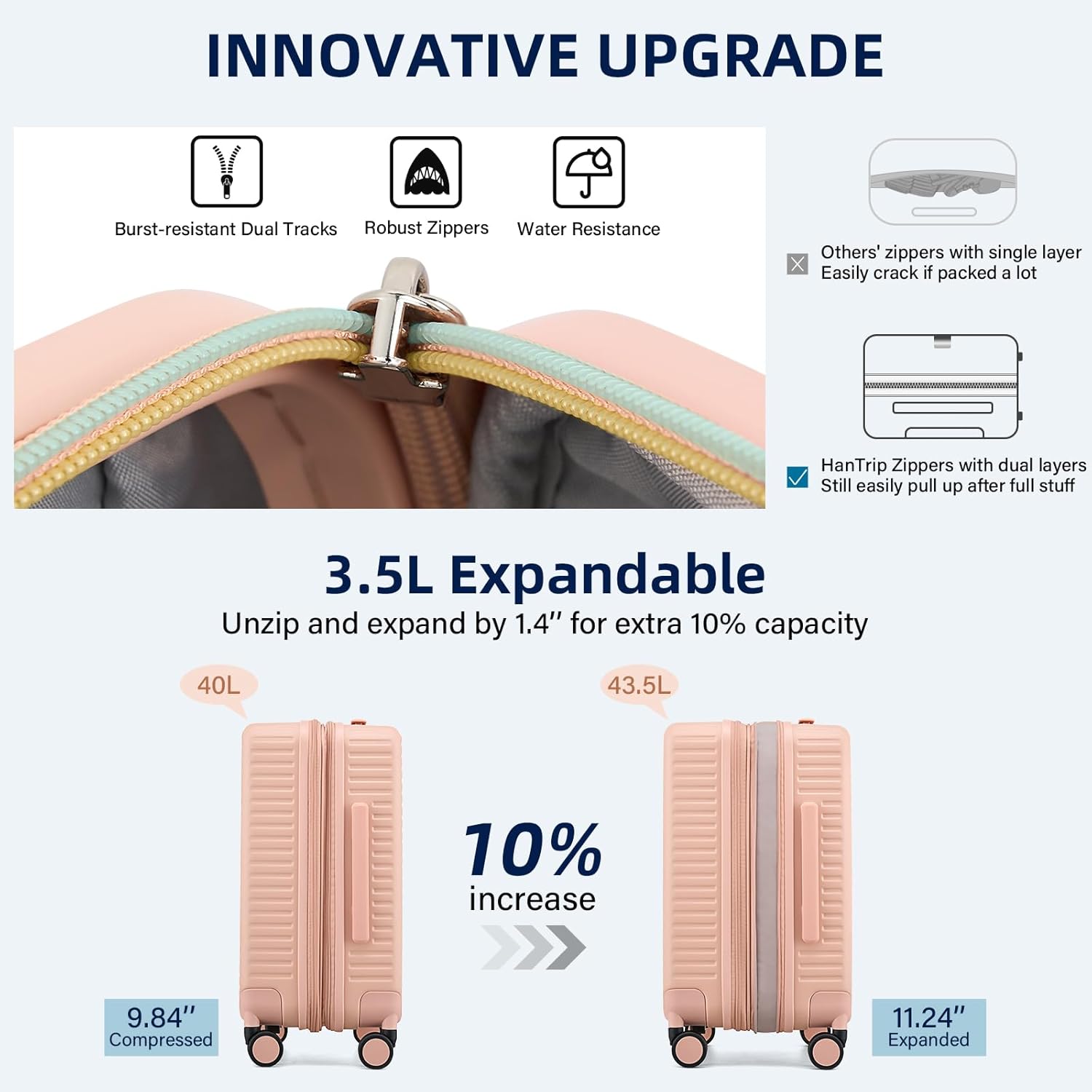 Hard Shell Suitcases 20 Inch Carry on Luggage Airline Approved, Expandable Travel Luggage with Cup Holder Charger Built in Lightweight Small Suitcase with Wheels, Pink - Image 4