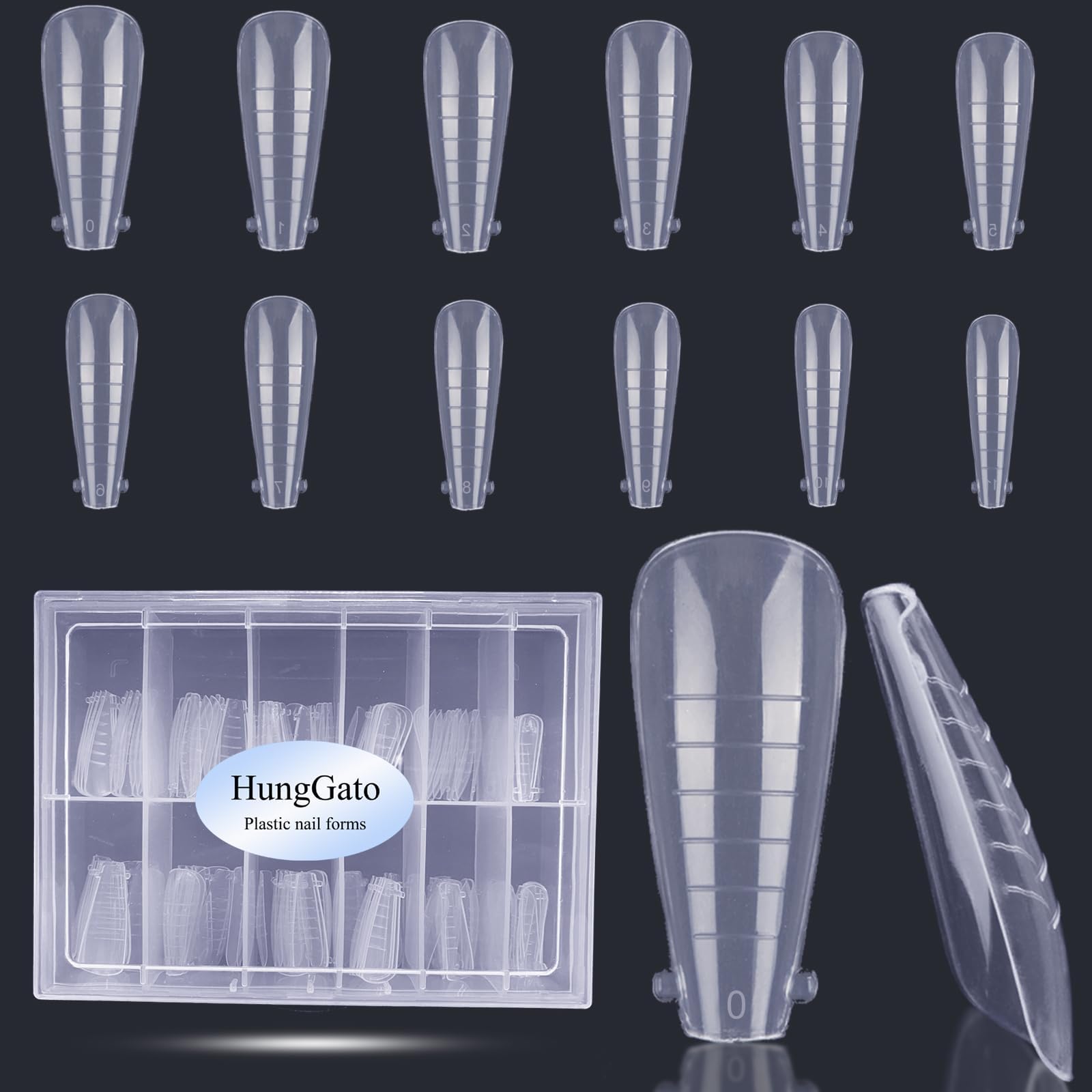 GAOY Dual Nail Forms for Poly Gel, 120 Pcs 12 Sizes Clear