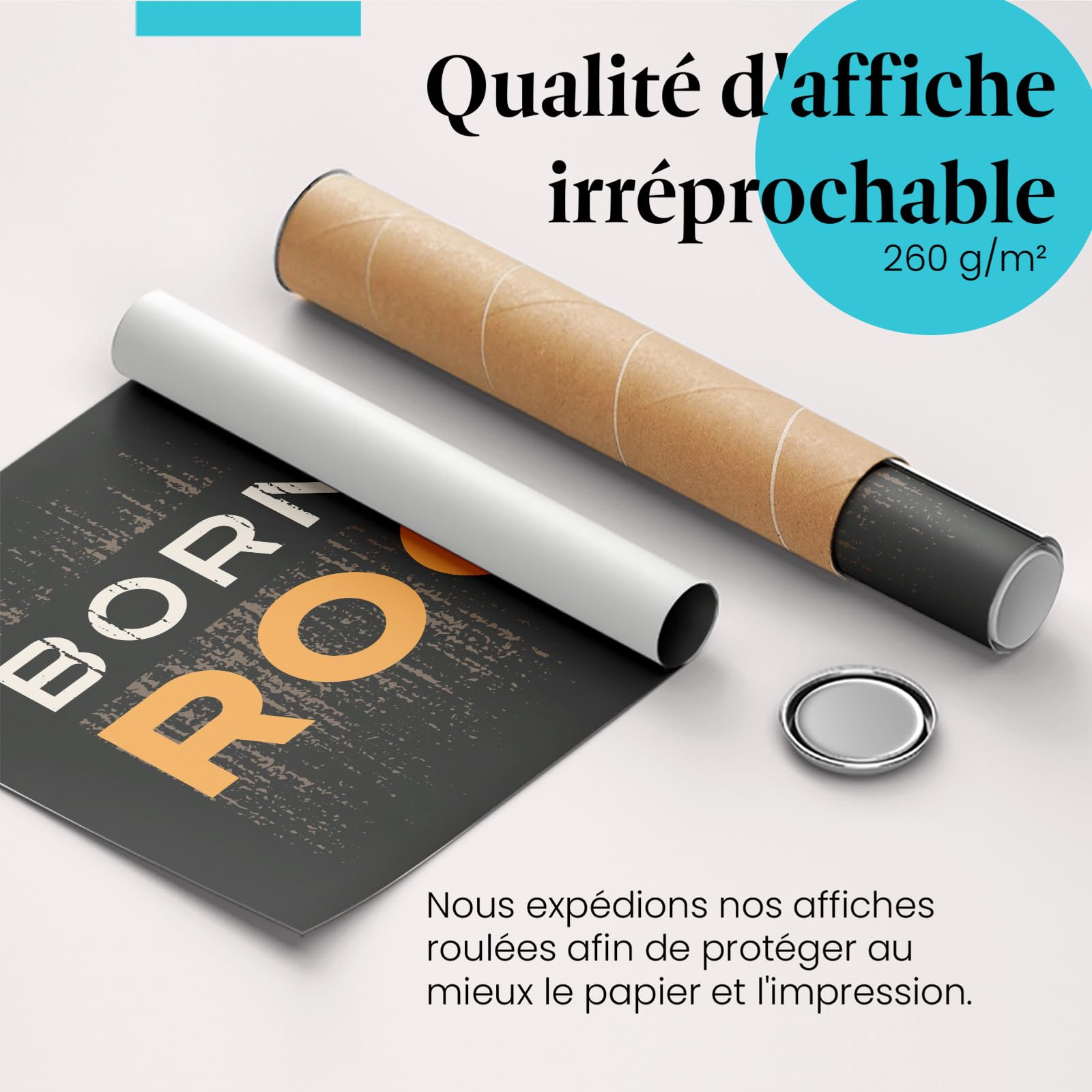 Postereck - 2342 - Impression Rétro Slogan Born To Rock Musique Vintage – Art Mural, Rock, Citation, Rétro - toile - 100,0 cm x 75,0 cm
