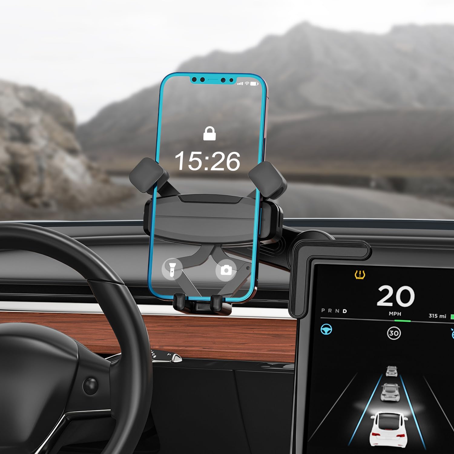 JUBOR Phone Mount Model 3, Adjustable 360° Car Phone Holder Mount for Model Y 2024 Compatible with Most Car Screens, iPhone 15 14 13 Series All Phones