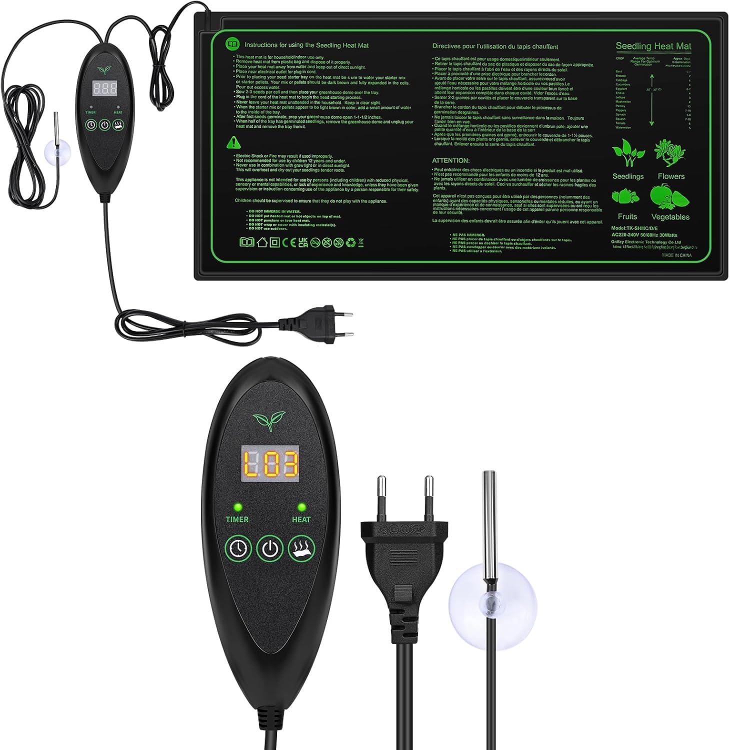 Estera Calentadora con Termostato, Estera Térmica para Terrario, Almohadilla de Calentamiento de Invernadero para Plantas PVC Impermeable con 6 Niveles de Temperatura y 6 Niveles de