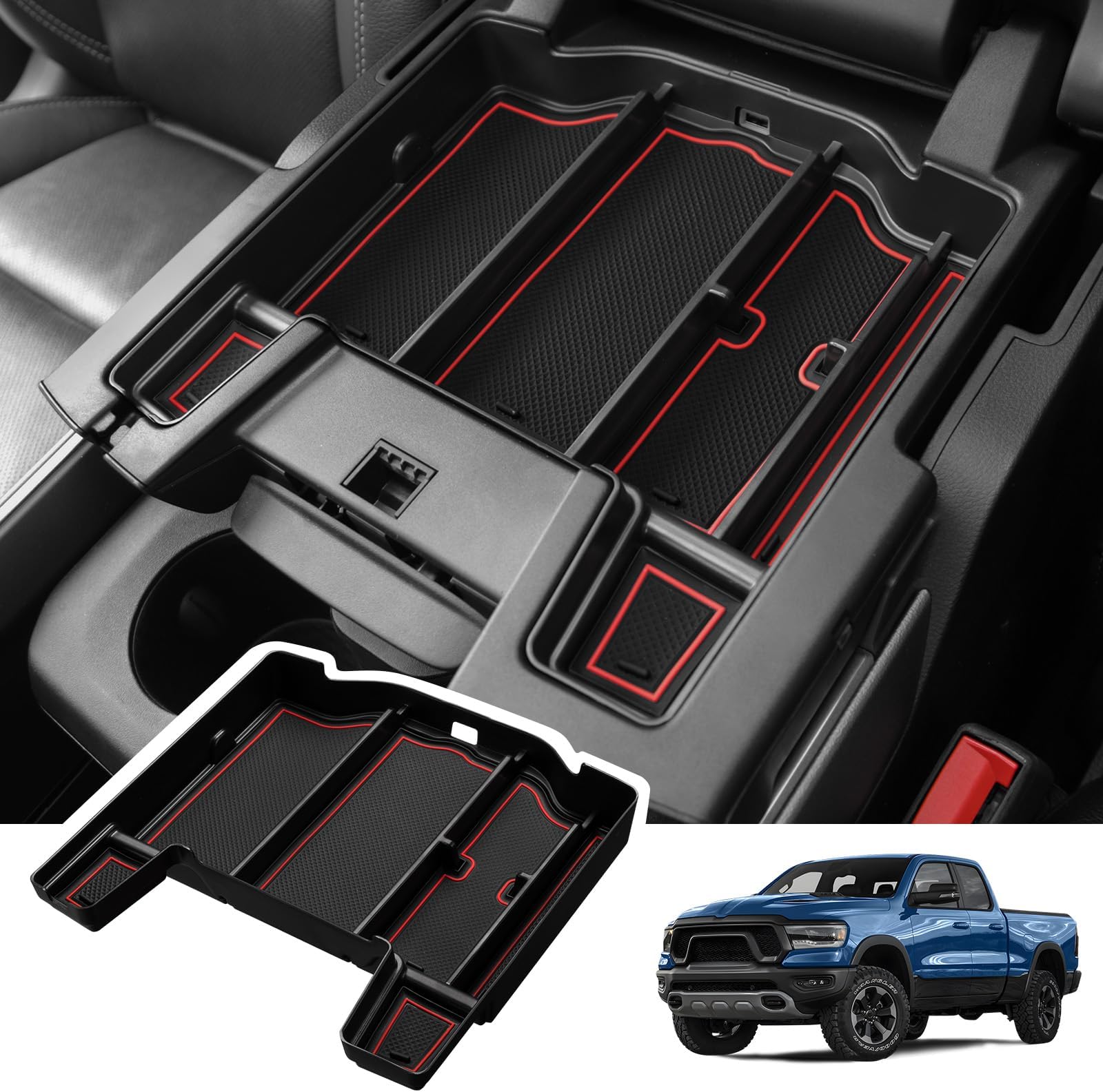 Center Console Organizer Tray for Dodge RAM 1500 2500 3500 2021 2020 2019 Armrest Storage Box Accessories