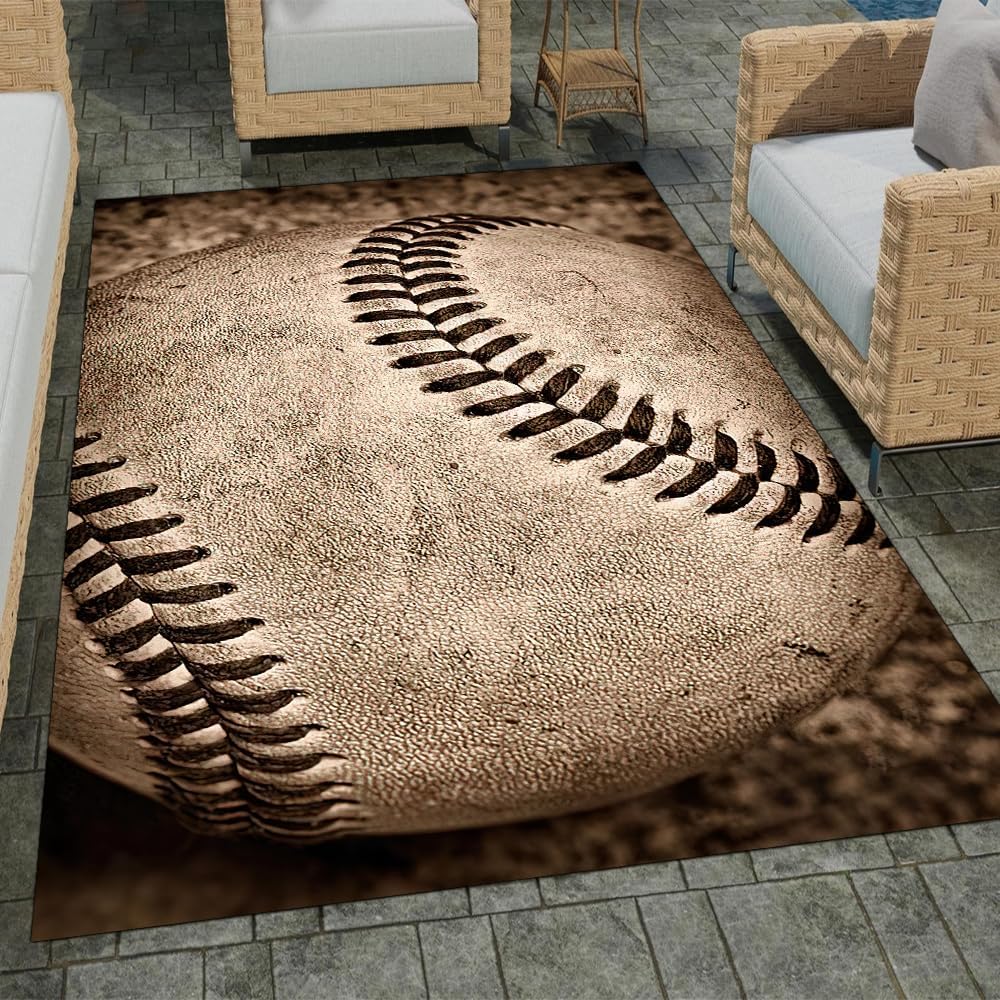 Personalized Baseball Rug - Dirty Baseball Area Rug Baseball Bathroom Rugs Baseball Play Area Rug for Kids Playroom, Bathroom (Baseball Design 23)